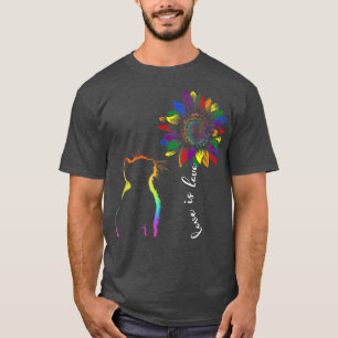 Rainbow Sunflower Cat Love Is Love LGBT Gay Lesbia T-Shirt