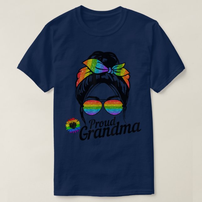 Rainbow Sunflower Gay Pride support LGBT Proud Gra T-Shirt (Design Front)