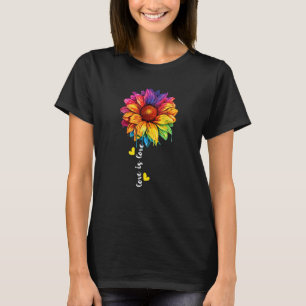 Rainbow Sunflower Love Funny LGBT Equality Ally Fl T-Shirt