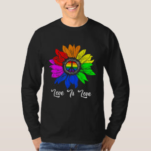 Rainbow Sunflower Love Is Love Lgbt Gay Lesbian Pr T-Shirt