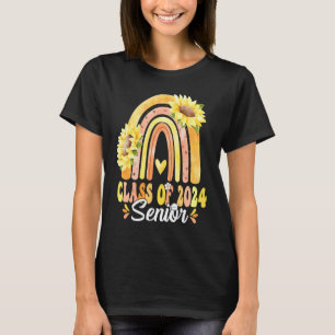 Rainbow Sunflower Senior 24 Graduation Class Of 20 T-Shirt