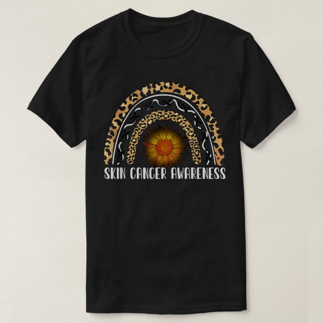 Rainbow Sunflower Skin Cancer Awareness  T-Shirt (Design Front)