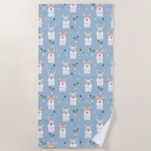 Rainbow Sunglasses Llama Pattern Beach Towel