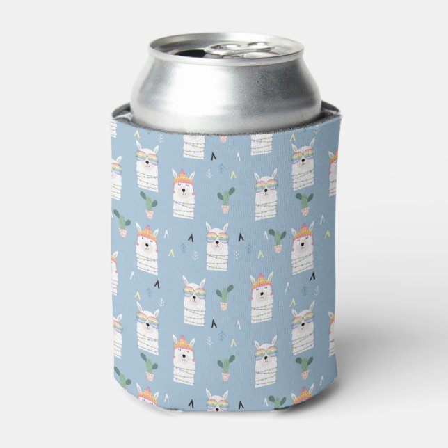 Rainbow Sunglasses Llama Pattern Can Cooler (Can Front)