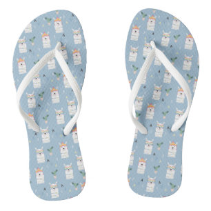Rainbow Sunglasses Llama Pattern Flip Flops