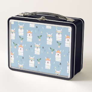 Rainbow Sunglasses Llama Pattern Metal Lunch Box