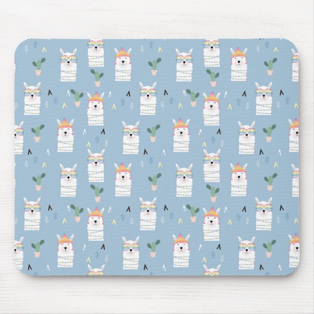 Rainbow Sunglasses Llama Pattern Mouse Mat (Front)