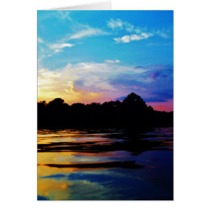 Rainbow sunset on mountain Lake
