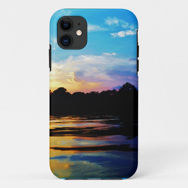 Rainbow sunset on mountain Lake Case-Mate iPhone Case (Back)