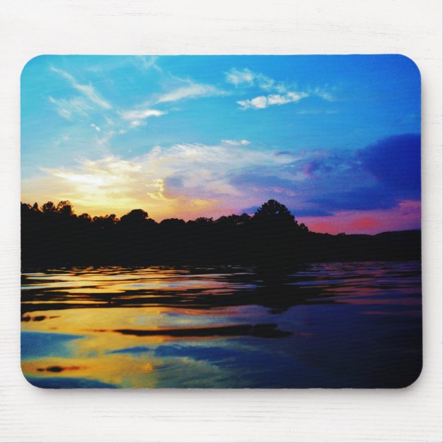 Rainbow sunset on mountain Lake Mouse Mat (Front)
