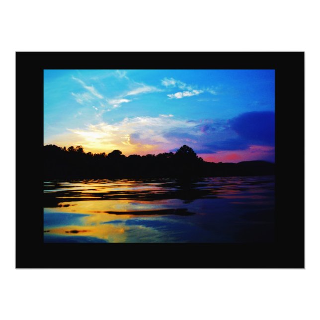 Rainbow sunset on mountain Lake Photo Print (Front)