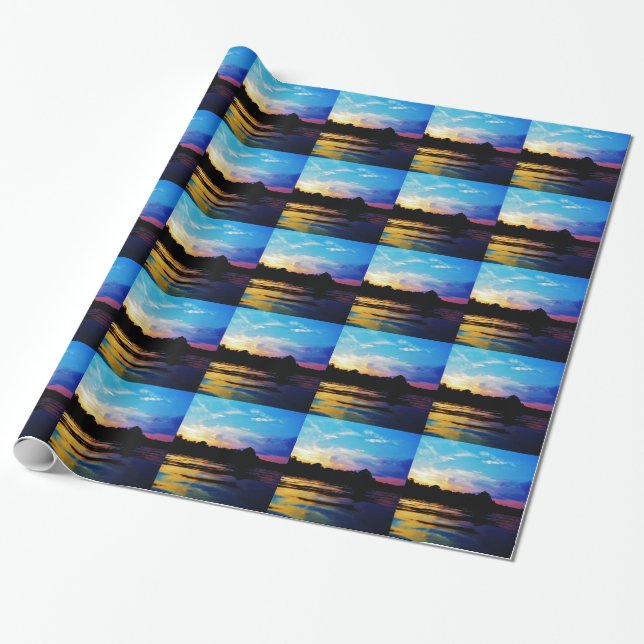 Rainbow sunset on mountain Lake Wrapping Paper (Unrolled)
