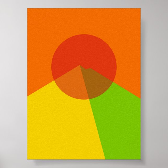 Rainbow Sunset Over Abstract Mountains Poster (Front)