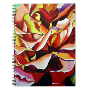 Rainbow Sunset Rose watercolor original art Notebook