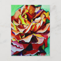 Rainbow Sunset Rose watercolor original art