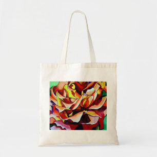 Rainbow Sunset Rose watercolor original art Tote Bag