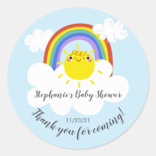 Rainbow Sunshine Baby Shower Favour Sticker