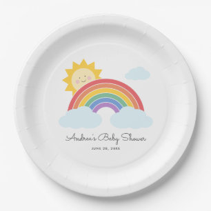Rainbow Sunshine Baby Shower or Birthday  Paper Plate