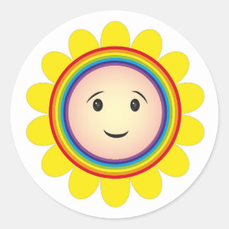 Rainbow sunshine  classic round sticker