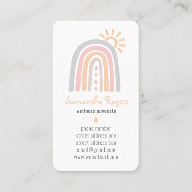 Rainbow Sunshine Essential Oil Drops Business Card (Front)