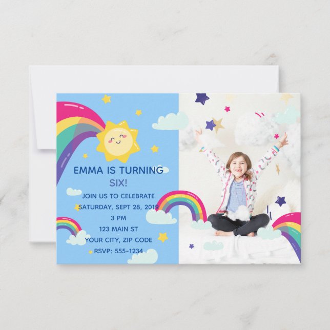 Rainbow Sunshine Fun Birthday Invitation (Front)
