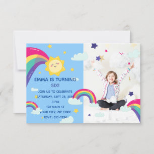 Rainbow Sunshine Fun Birthday Invitation