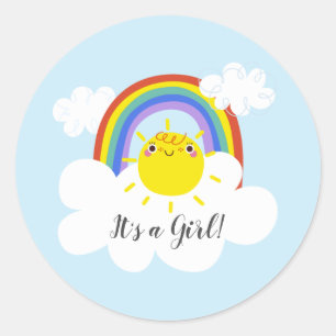 Rainbow Sunshine It' a Girl Favour Sticker