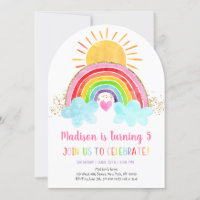 Rainbow Sunshine Pink Gold Birthday