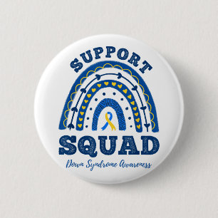 Rainbow Support Squad Down Syndrome Awareness 6 Cm Round Badge