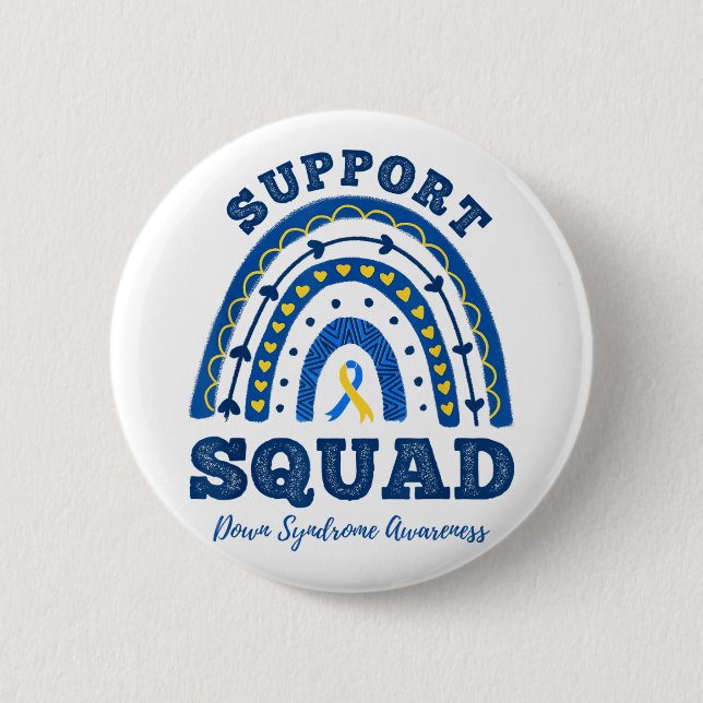 Rainbow Support Squad Down Syndrome Awareness  6 Cm Round Badge (Front)