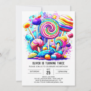 Rainbow Sweet Chocolate Birthday Invitation