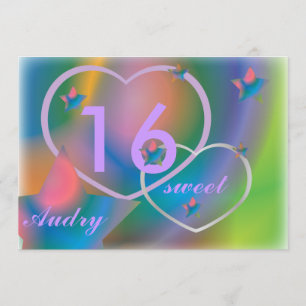 Rainbow Sweet Sixteen Invitation-Customise Save The Date