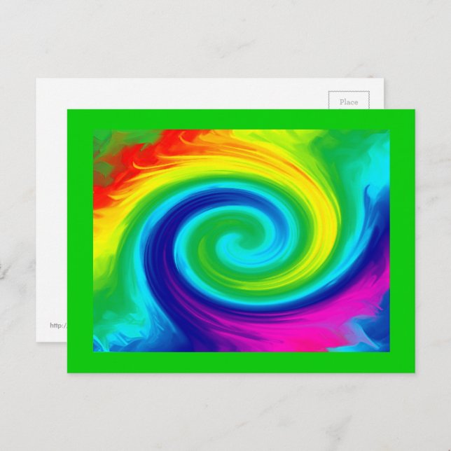 Rainbow Swirl Abstract Art Design Postcard (Front/Back)