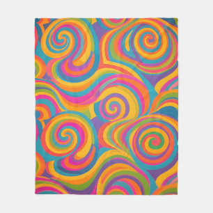 Rainbow Swirl Abstract Vibrant Energy Fleece Blanket