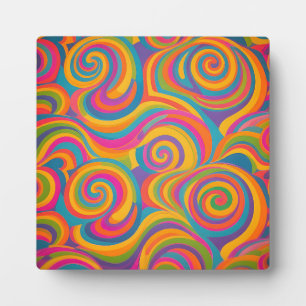 Rainbow Swirl Abstract Vibrant Energy Plaque