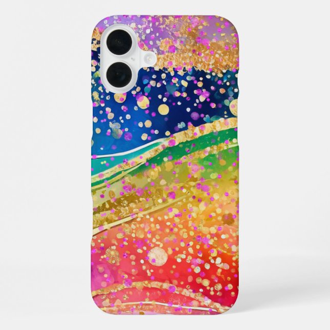 Rainbow Swirl and Confetti  iPhone Case (Back)
