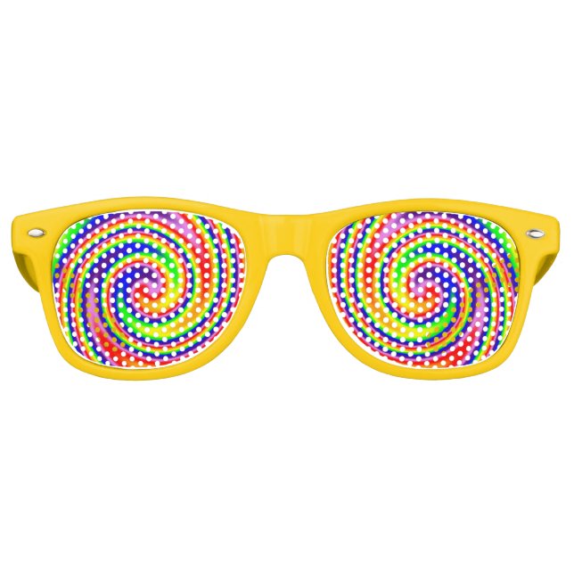 Rainbow Swirl Colourful Cheerful Fun Artistic Retro Sunglasses (Front)