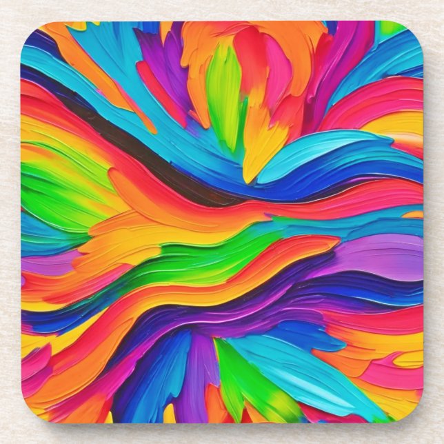 Rainbow Swirl Painting Coaster (Front)