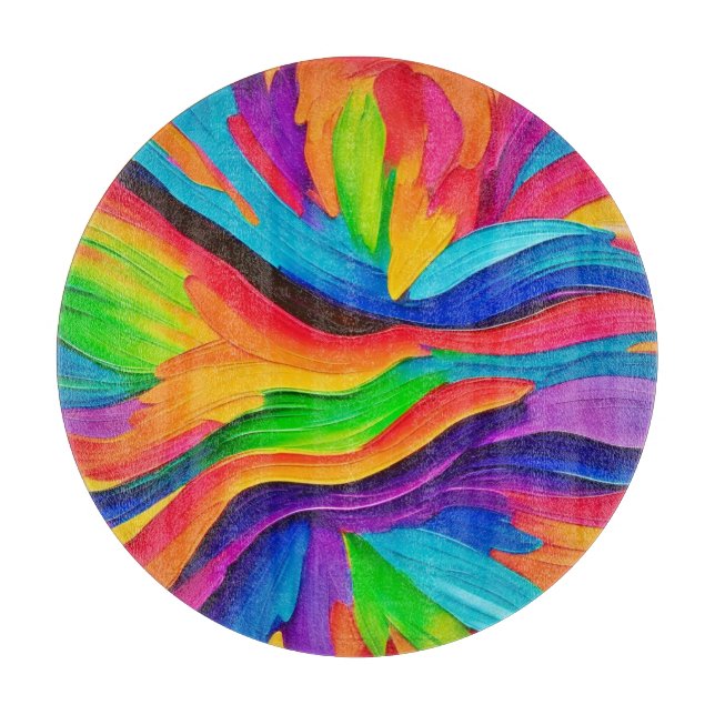 Rainbow Swirl Painting Cutting Board (Front)