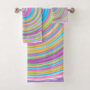 Rainbow swirl pattern bath towel set