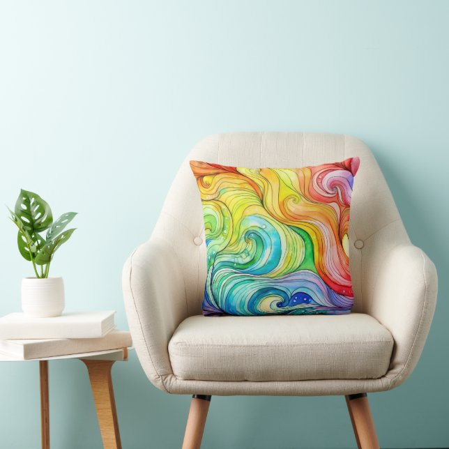 Rainbow Swirl Pattern Cushion (Chair)