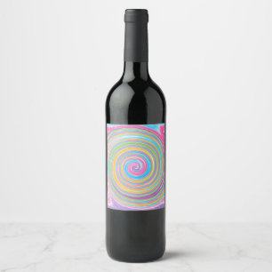 Rainbow swirl pattern wine label