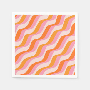Rainbow Swirl Pink Orange Abstract Retro Sunshine Napkin