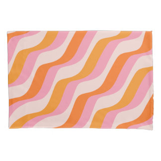 Rainbow Swirl Pink Orange Abstract Retro Sunshine Pillowcase