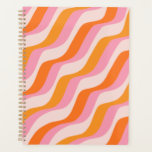 Rainbow Swirl Pink Orange Abstract Retro Sunshine Planner<br><div class="desc">Abstract Retro Lines – Abstract Rainbow in Beige,  Pink and Orange.</div>