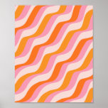 Rainbow Swirl Pink Orange Abstract Retro Sunshine Poster<br><div class="desc">Abstract Retro Lines – Abstract Rainbow in Beige,  Pink and Orange.</div>