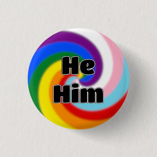 Rainbow Swirl Pronoun Pin (He/Him)