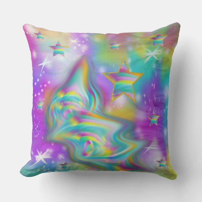 Rainbow Swirl & Stars Cushion (Front)