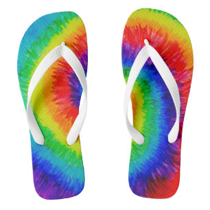 Rainbow Swirl Tie Dye Alcohol Ink Painting Flip Flops