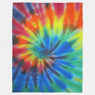 Rainbow swirl tie dye fleece blanket